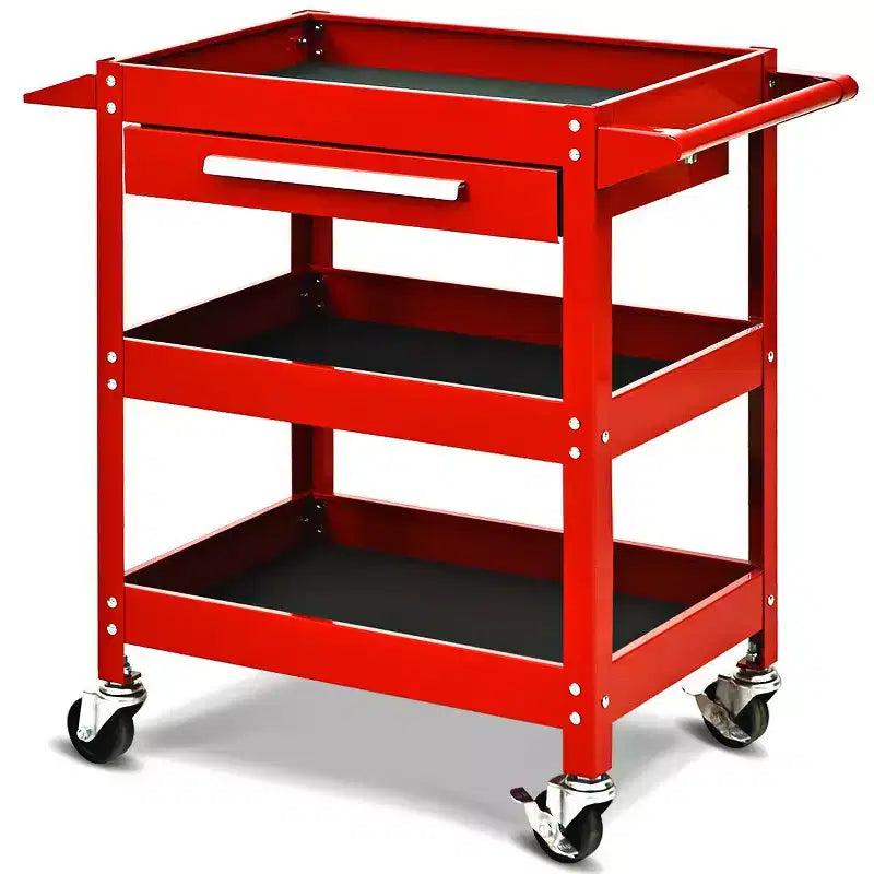 Costway Chariot à outils roulant à trois plateaux, organisateur de boîte à outils de rangement avec tiroir pour mécanicien