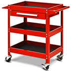 Costway Chariot à outils roulant à trois plateaux, organisateur de boîte à outils de rangement avec tiroir pour mécanicien