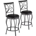 55 Downing Street Brown Swivel Bar Stools 24 7/8 High Set of 2 Traditional with Backrest Footrest Kitchen Counter Height Island