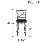 Tabourets de bar pivotants marron 55 Downing Street, hauteur 63,18 cm, lot de 2, traditionnels avec dossier et repose-pieds, pour îlot de cuisine ou comptoir