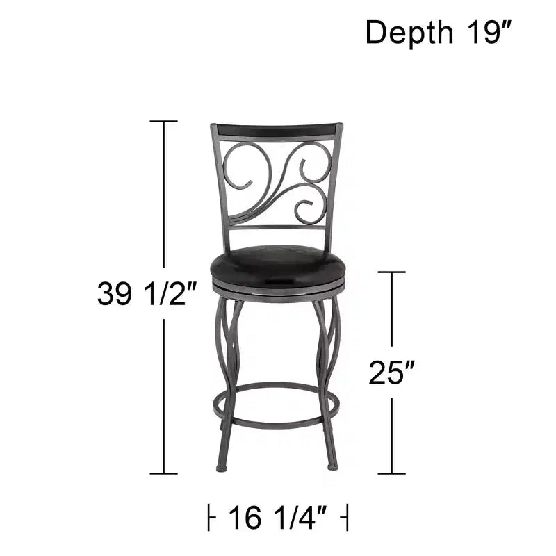 Tabourets de bar pivotants marron 55 Downing Street, hauteur 63,18 cm, lot de 2, traditionnels avec dossier et repose-pieds, pour îlot de cuisine ou comptoir