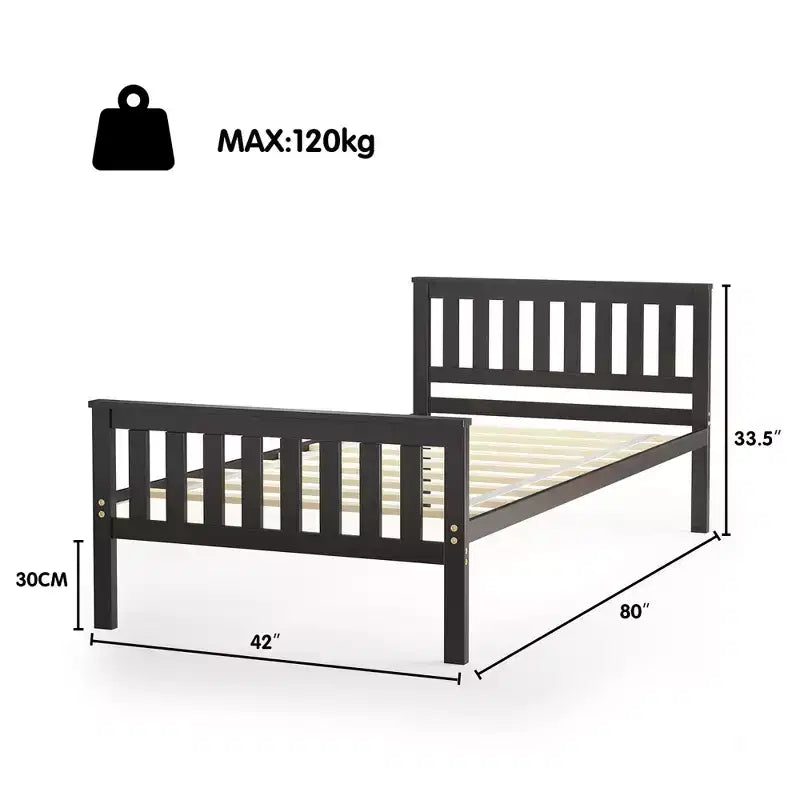 Lit plateforme double en bois Costway avec tête de lit et pied de lit Sommier