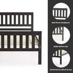 Lit plateforme double en bois Costway avec tête de lit et pied de lit Sommier