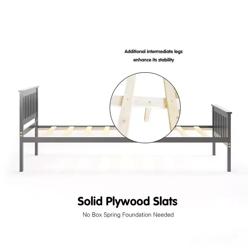 Lit plateforme double en bois Costway avec tête de lit et pied de lit Sommier