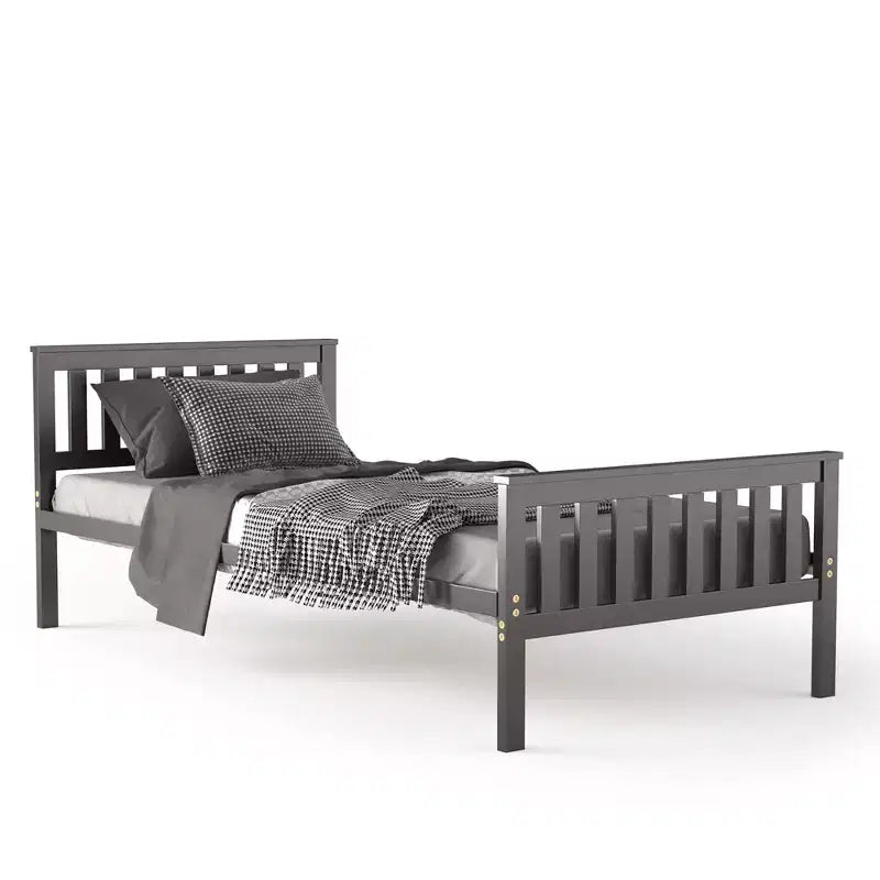 Lit plateforme double en bois Costway avec tête de lit et pied de lit Sommier