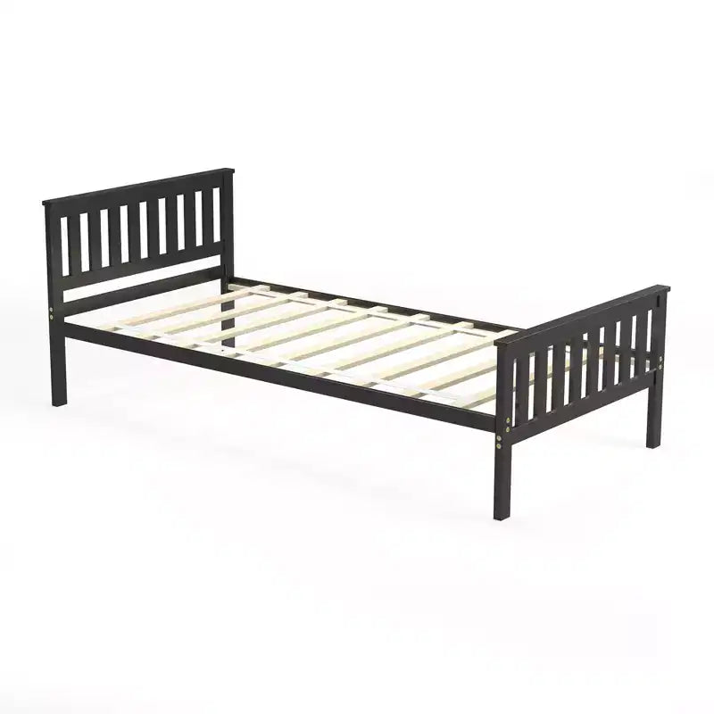 Lit plateforme double en bois Costway avec tête de lit et pied de lit Sommier