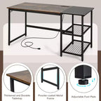 Costway Bureau d'ordinateur de 59 pouces pour la maison et le bureau, Table d'étude pour ordinateur portable, Étagère détachable, Rustique