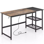 Costway Bureau d'ordinateur de 59 pouces pour la maison et le bureau, Table d'étude pour ordinateur portable, Étagère détachable, Rustique