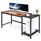 Costway Bureau d'ordinateur de 59 pouces pour la maison et le bureau, Table d'étude pour ordinateur portable, Étagère détachable, Rustique