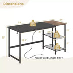 Costway Bureau d'ordinateur de 59 pouces pour la maison et le bureau, Table d'étude pour ordinateur portable, Étagère détachable, Rustique