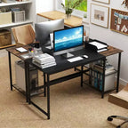 Costway Bureau d'ordinateur de 59 pouces pour la maison et le bureau, Table d'étude pour ordinateur portable, Étagère détachable, Rustique