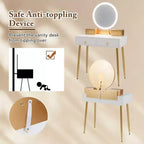Coiffeuse Costway avec tabouret et miroir lumineux 3 couleurs avec tiroirs Gris/Blanc