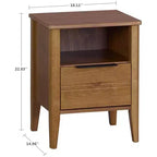 MUSEHOMEINC Table de chevet classique à 1 tiroir en bois pour chambre à coucher, table d'appoint pour salon avec armoire ouverte et pieds coniques, brun miel