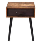 Costway Lot de 2 tables de chevet de style Mid-Century avec tiroir Blanc rustique/Marron