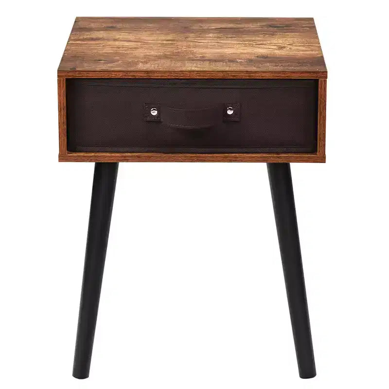 Costway Lot de 2 tables de chevet de style Mid-Century avec tiroir Blanc rustique/Marron