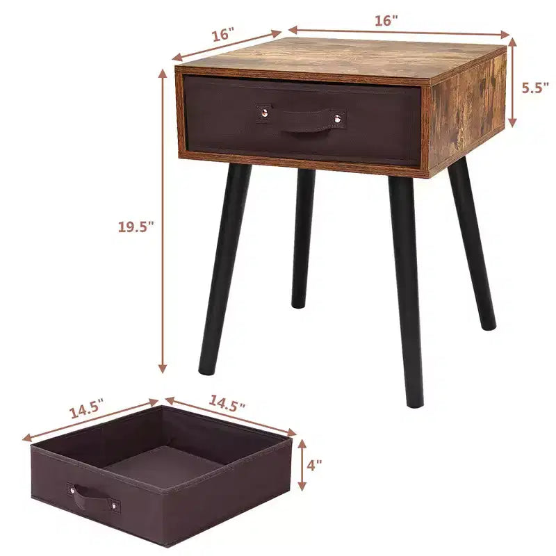 Costway Lot de 2 tables de chevet de style Mid-Century avec tiroir Blanc rustique/Marron