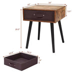 Costway Lot de 2 tables de chevet de style Mid-Century avec tiroir Blanc rustique/Marron