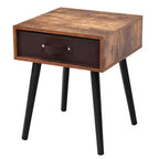 Costway Lot de 2 tables de chevet de style Mid-Century avec tiroir Blanc rustique/Marron