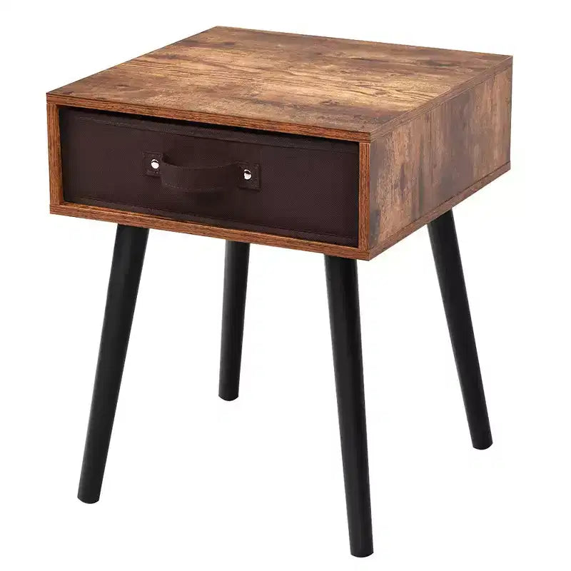 Costway Lot de 2 tables de chevet de style Mid-Century avec tiroir Blanc rustique/Marron