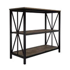 Étagère autoportante à 3 niveaux Lavish Home, bois et métal de style industriel, grain de bois marron