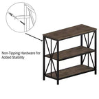 Étagère autoportante à 3 niveaux Lavish Home, bois et métal de style industriel, grain de bois marron