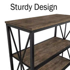 Étagère autoportante à 3 niveaux Lavish Home, bois et métal de style industriel, grain de bois marron