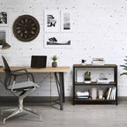 Étagère autoportante à 3 niveaux Lavish Home, bois et métal de style industriel, grain de bois marron