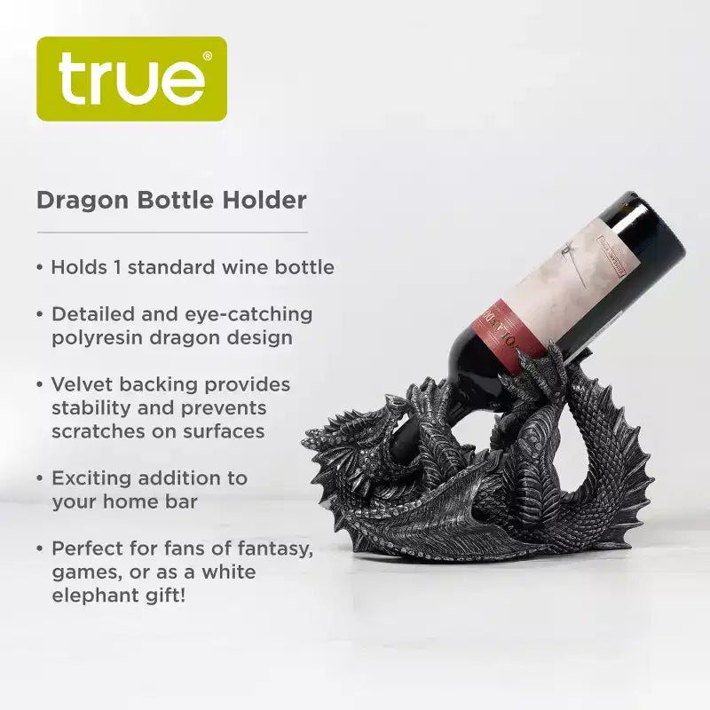 Support de Bouteille de Vin en Résine Dragon Véritable, Support de Vin Gothique, Cadeaux pour Fans de Fantaisie, Soirée Jeux, Décor de Bar, Contient 1 Bouteille de Vin Standard, Lot de 1