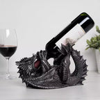 Support de Bouteille de Vin en Résine Dragon Véritable, Support de Vin Gothique, Cadeaux pour Fans de Fantaisie, Soirée Jeux, Décor de Bar, Contient 1 Bouteille de Vin Standard, Lot de 1