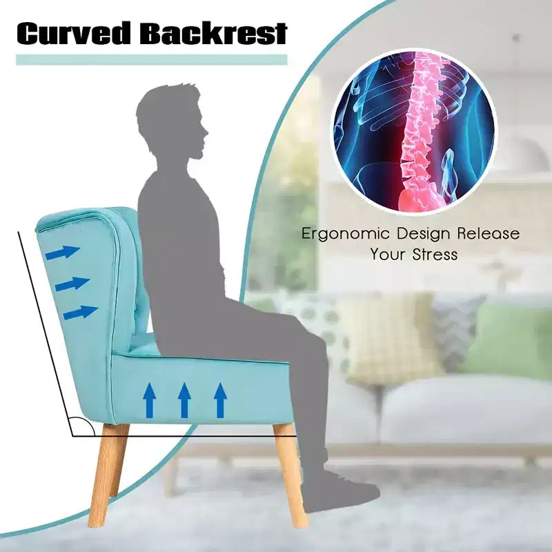 Fauteuil et ottoman de loisirs Costway, ensemble de canapés capitonnés en velours épais avec pieds en bois Rose\Bleu\Vert