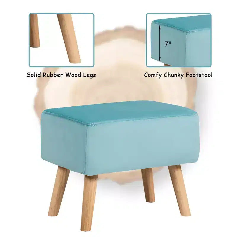 Fauteuil et ottoman de loisirs Costway, ensemble de canapés capitonnés en velours épais avec pieds en bois Rose\Bleu\Vert