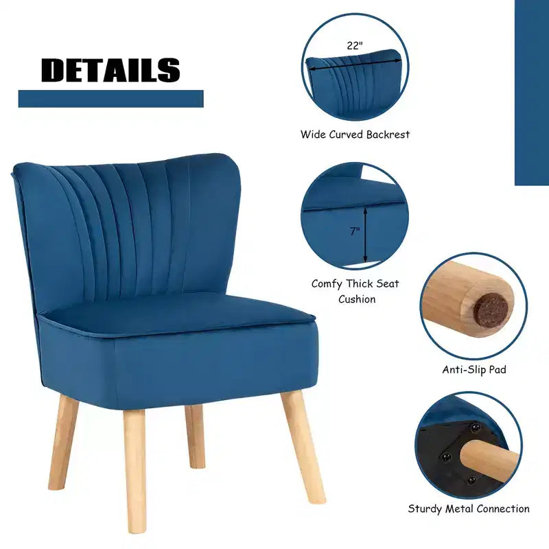 Fauteuil et ottoman de loisirs Costway, ensemble de canapés capitonnés en velours épais avec pieds en bois Rose\Bleu\Vert