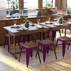 Flash Furniture Tabouret de bar sans dossier de 45,7 cm avec assise en bois, tabouret de salle à manger intérieur en métal empilable, de qualité commerciale – Lot de 4