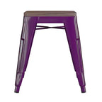 Flash Furniture Tabouret de bar sans dossier de 45,7 cm avec assise en bois, tabouret de salle à manger intérieur en métal empilable, de qualité commerciale – Lot de 4