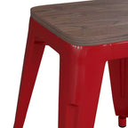 Flash Furniture Tabouret de bar sans dossier de 45,7 cm avec assise en bois, tabouret de salle à manger intérieur en métal empilable, de qualité commerciale – Lot de 4