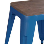 Flash Furniture Tabouret de bar sans dossier de 45,7 cm avec assise en bois, tabouret de salle à manger intérieur en métal empilable, de qualité commerciale – Lot de 4