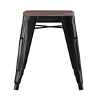 Flash Furniture Tabouret de bar sans dossier de 45,7 cm avec assise en bois, tabouret de salle à manger intérieur en métal empilable, de qualité commerciale – Lot de 4