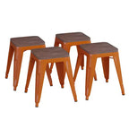 Flash Furniture Tabouret de bar sans dossier de 45,7 cm avec assise en bois, tabouret de salle à manger intérieur en métal empilable, de qualité commerciale – Lot de 4