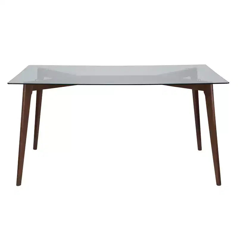 Table à manger Merrick Lane rectangulaire 59" avec plateau en verre et cadre en bois de hêtre massif