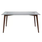Table à manger Merrick Lane rectangulaire 59" avec plateau en verre et cadre en bois de hêtre massif