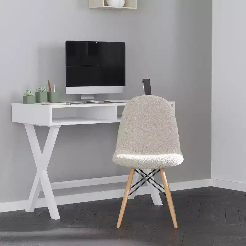 Merrick Lane Lyon, fauteuil d'appoint moderne en fausse fourrure de mouton pour chambre, entrée et salon