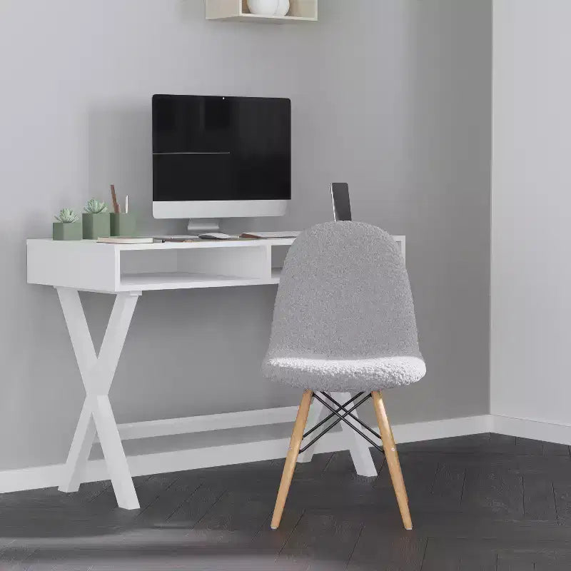 Merrick Lane Lyon, fauteuil d'appoint moderne en fausse fourrure de mouton pour chambre, entrée et salon