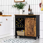 Armoire de rangement de cuisine Costway Buffet avec porte coulissante et casier à vin