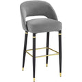 Studio 55D Simone Matte Black Bar Stool 31 1/2 High Modern Dark Gray Velvet Cushion with Backrest Footrest for Kitchen Counter Height Island Shed