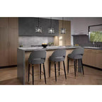 Studio 55D Simone Tabouret de bar noir mat 31 1/2 po de haut moderne Coussin en velours gris foncé avec dossier Repose-pieds pour îlot de cuisine à hauteur de comptoir