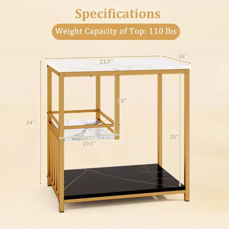 Table d'appoint de canapé Costway à 3 niveaux avec étagère de rangement ouverte Buffet moderne pour salon