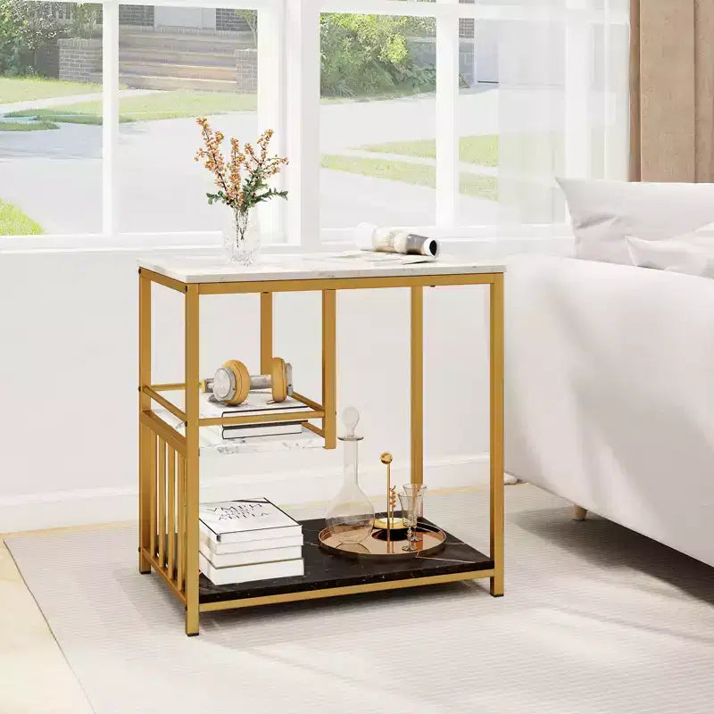 Table d'appoint de canapé Costway à 3 niveaux avec étagère de rangement ouverte Buffet moderne pour salon