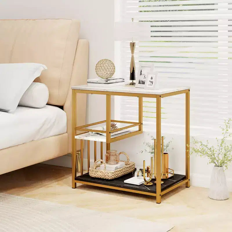 Table d'appoint de canapé Costway à 3 niveaux avec étagère de rangement ouverte Buffet moderne pour salon