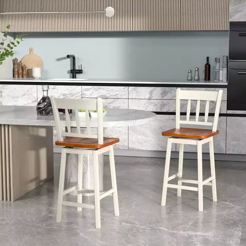 Lot de 2 tabourets de bar Costway, pivotants, hauteur de comptoir 62,2 cm avec repose-pieds