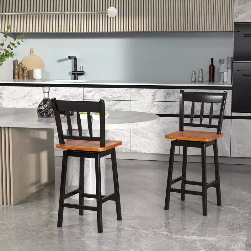 Lot de 2 tabourets de bar Costway, pivotants, hauteur de comptoir 62,2 cm avec repose-pieds